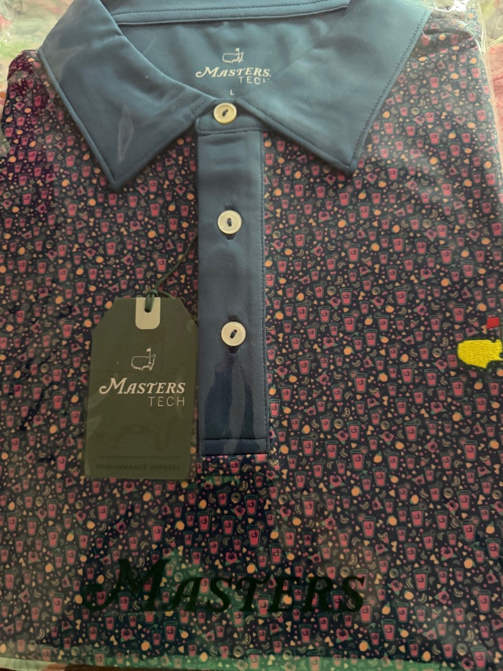 Masters Azalea Drink Print Polo NWT New Print